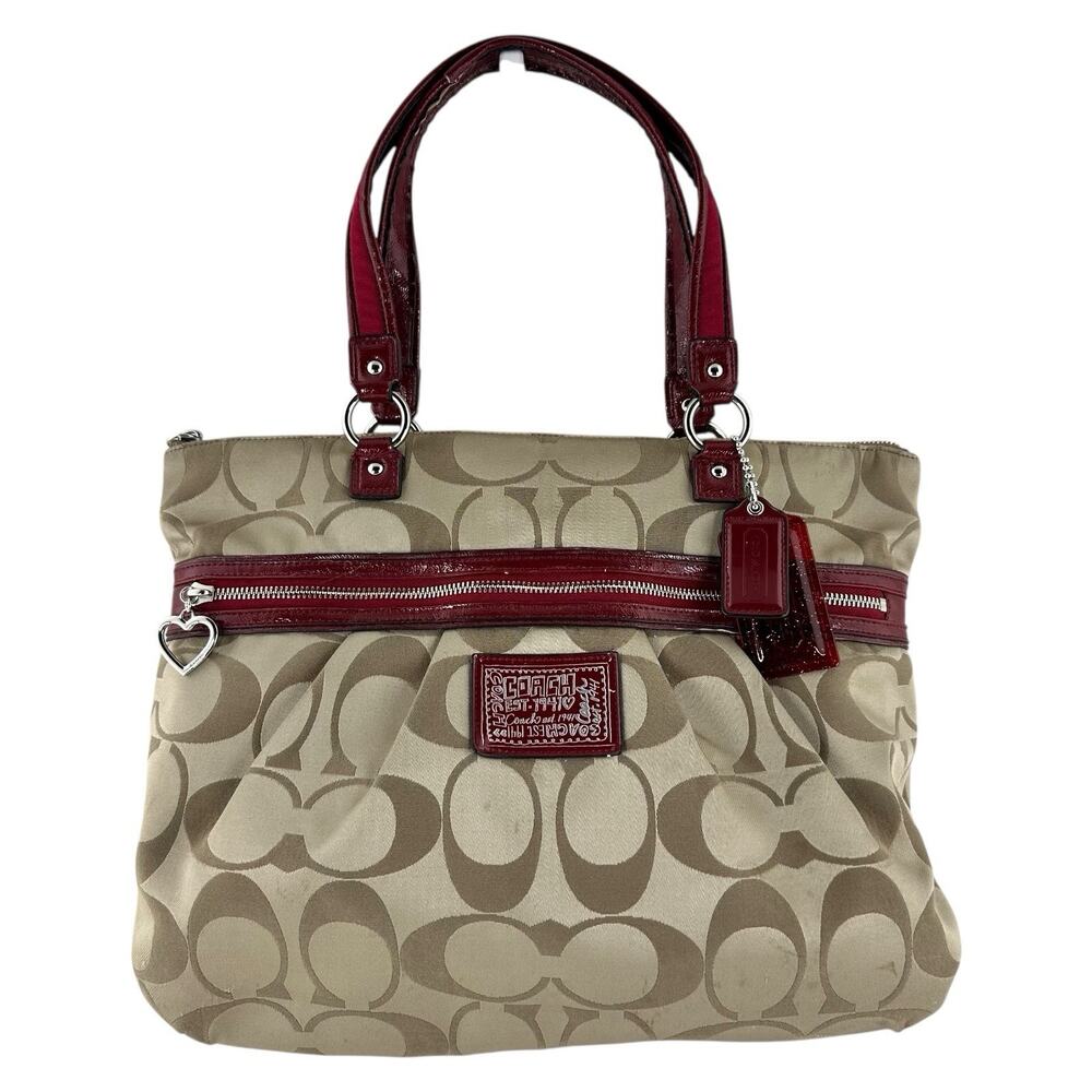 Coach Sateen Poppy Handbag Tote Purse Large #H1257-F20026 Tan All Occasion - Picture 1 of 16